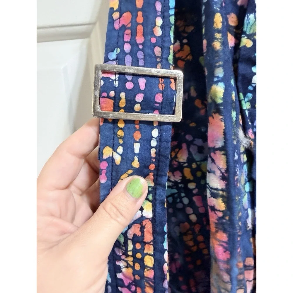 Hugger Mugger Yoga Mat Bag Colorful Batik Cotton Two Pocket Zip Up Hippy Artsy